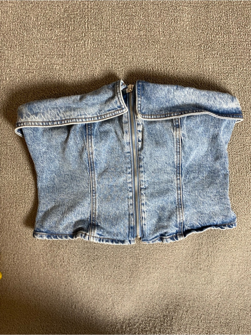 Wild Fable Denim Zip-Front Cotton Cropped Tube Top- Summer Corset Style 90s